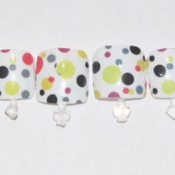 Colourful Polka dots- press on Toe nail set - Picture 3 of 6